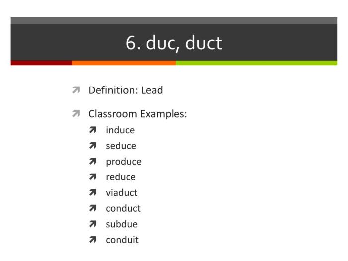 Words with the root word duc