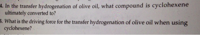 Transfer hydrogenation of olive oil